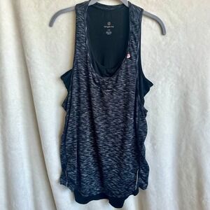 Tangerine Layered Tank Black Gray Stripe 2 in 1 Size Large Athletic Gym‎ Workout